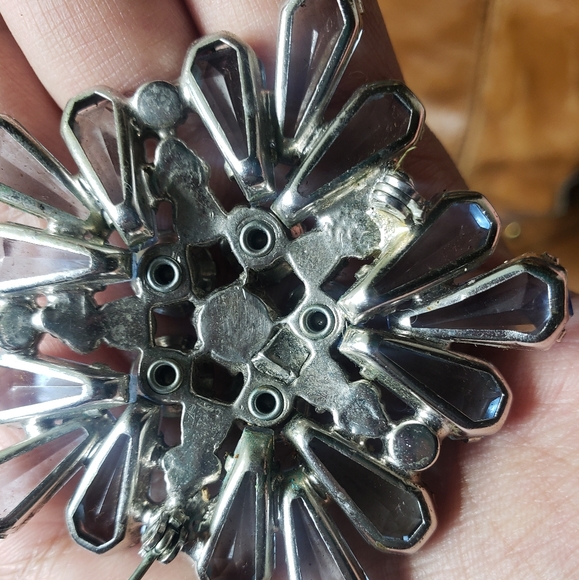 50s Rhinestone Crystal AB Brooch Pin Cluster Blue - Picture 10 of 11